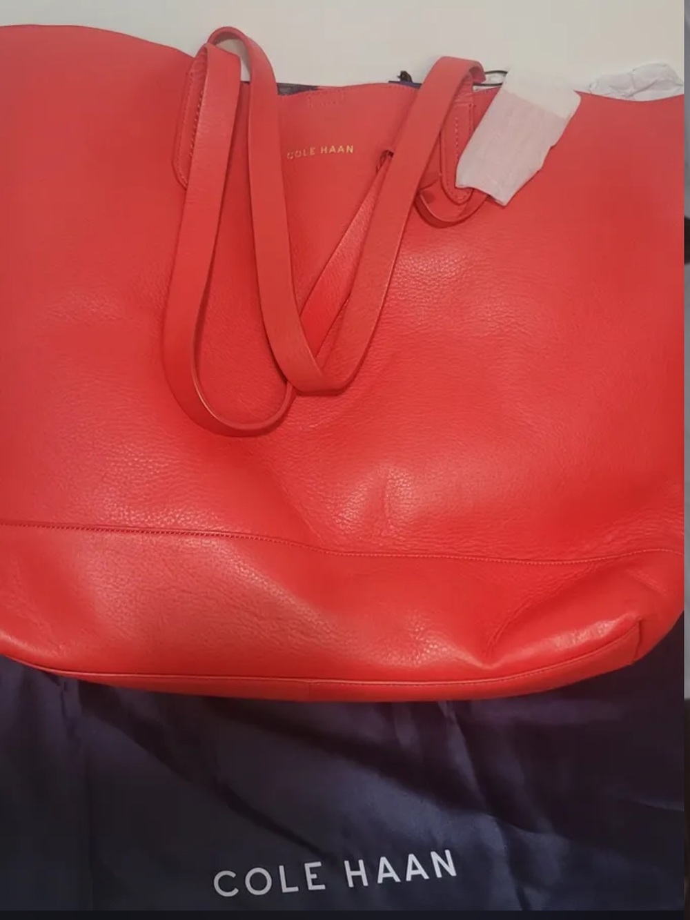 Cole Haan Large Bright Red Leather Tote Bag $248